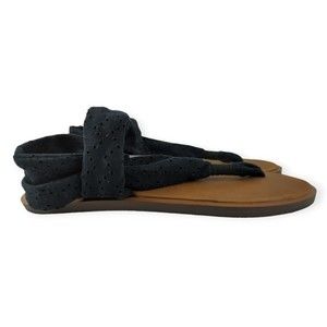 Sanuk Yoga Sling 3 Knit Slingback Sandals Black Size 10 - $29